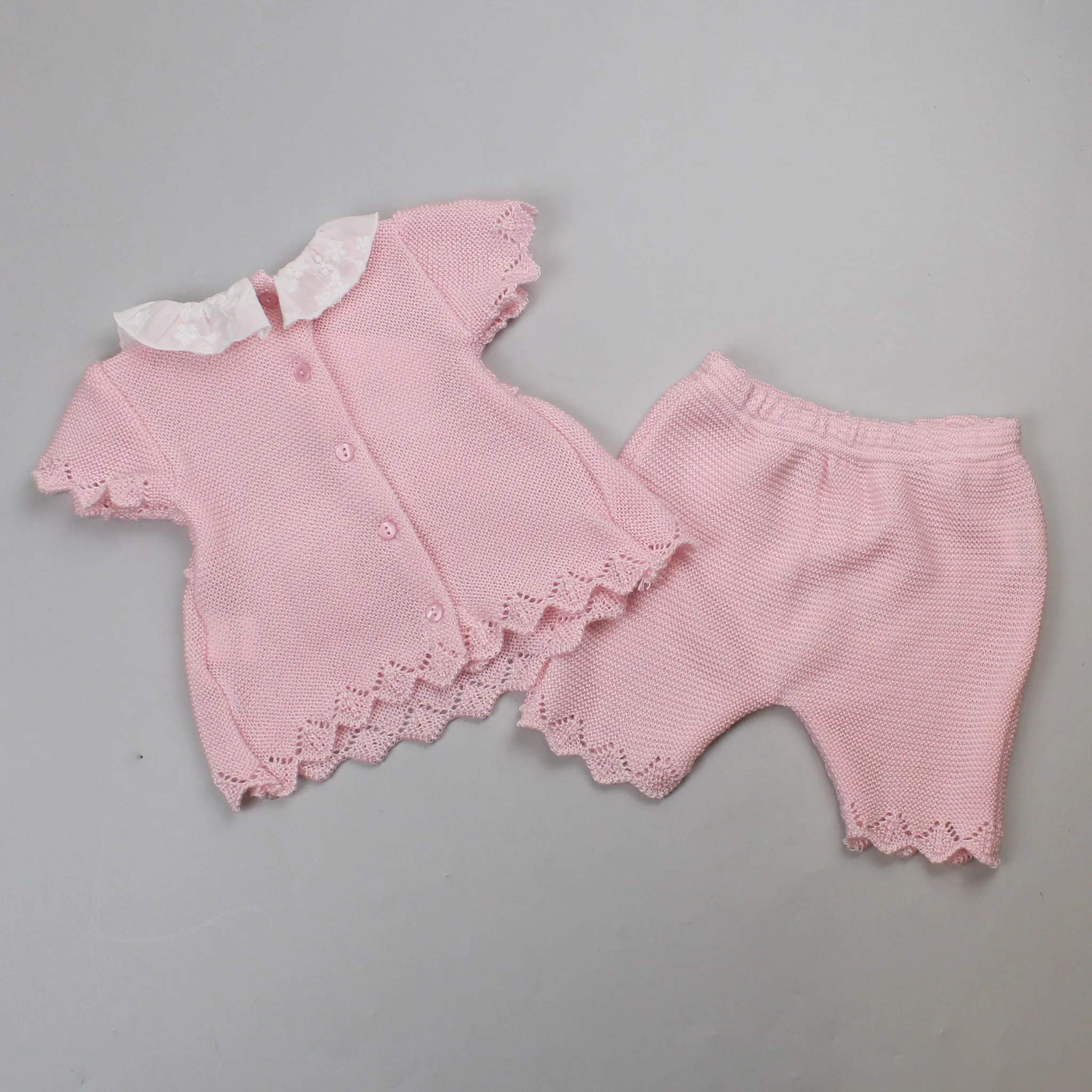 Baby Girls Two Piece Knitted Outfit Pink - Pex Macie