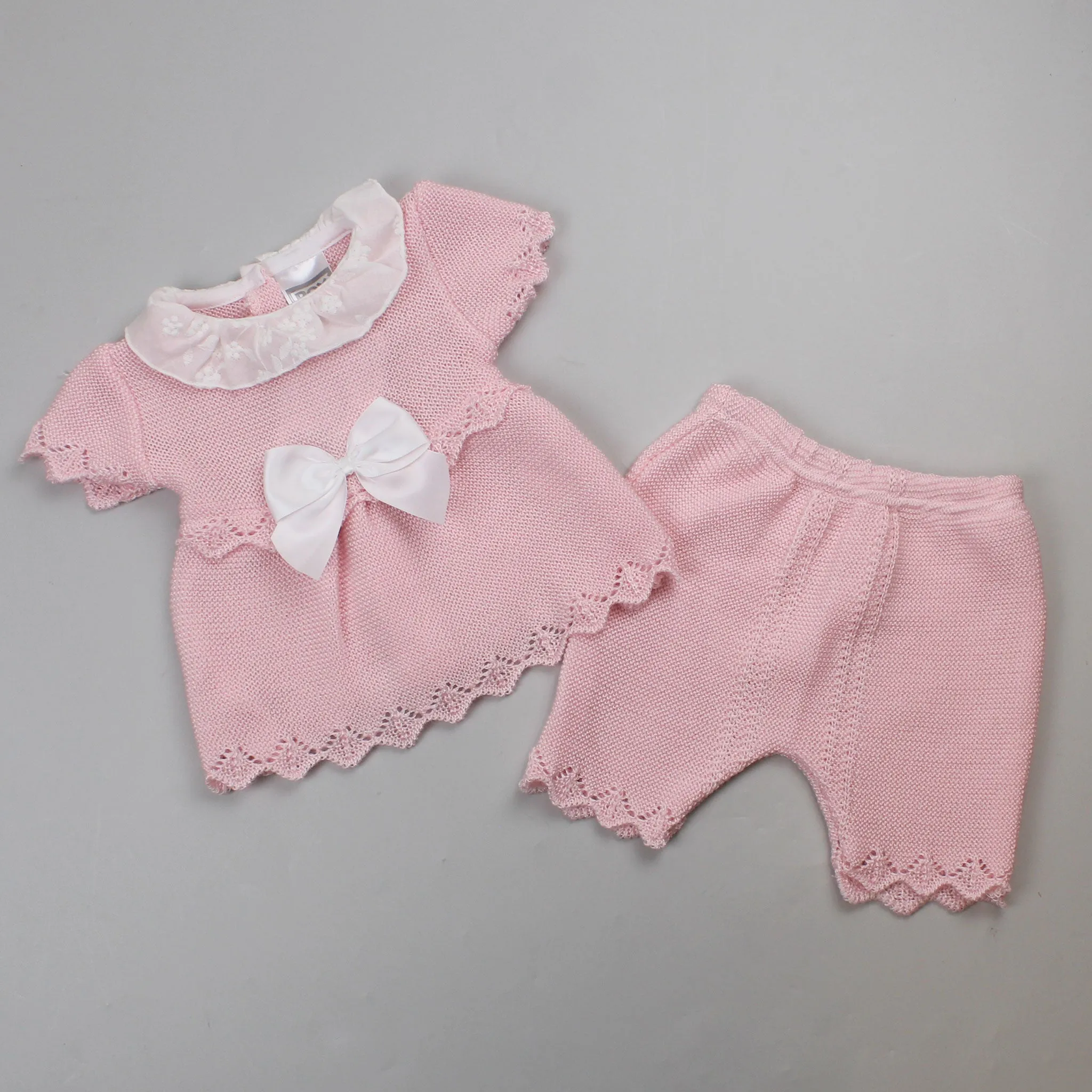 Baby Girls Two Piece Knitted Outfit Pink - Pex Macie