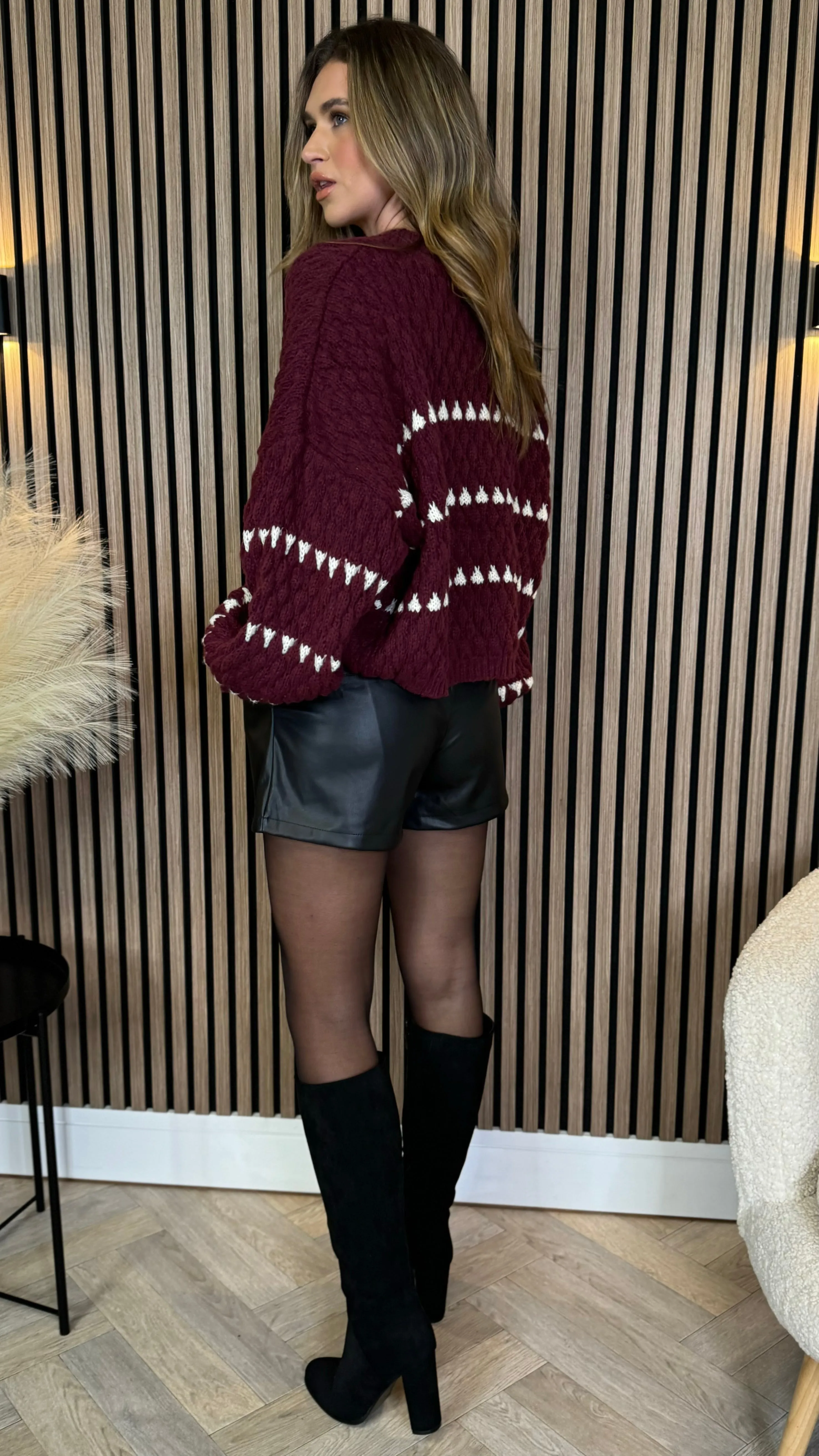 Darian Burgundy & Ivory Printed Jumper