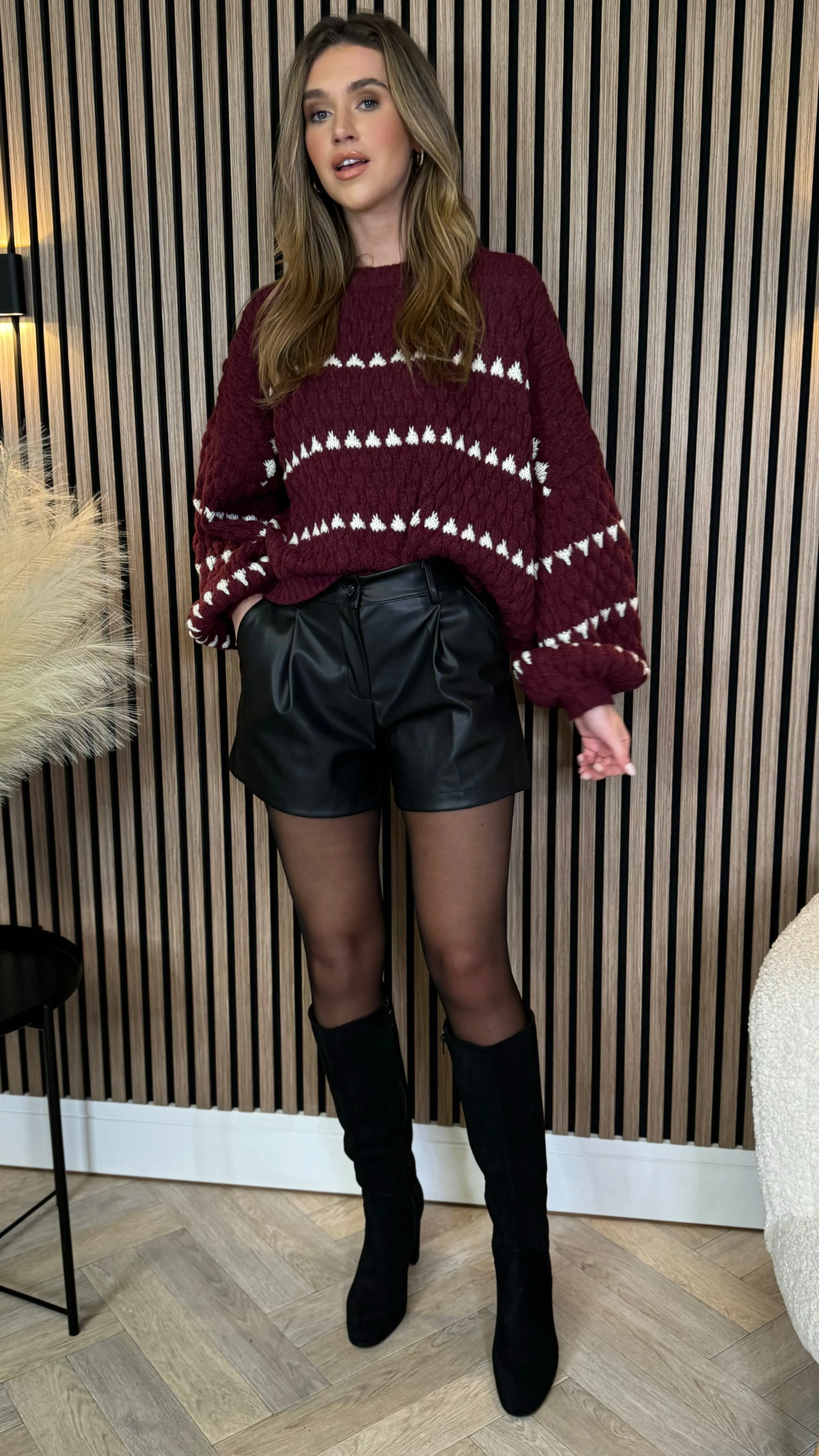 Darian Burgundy & Ivory Printed Jumper