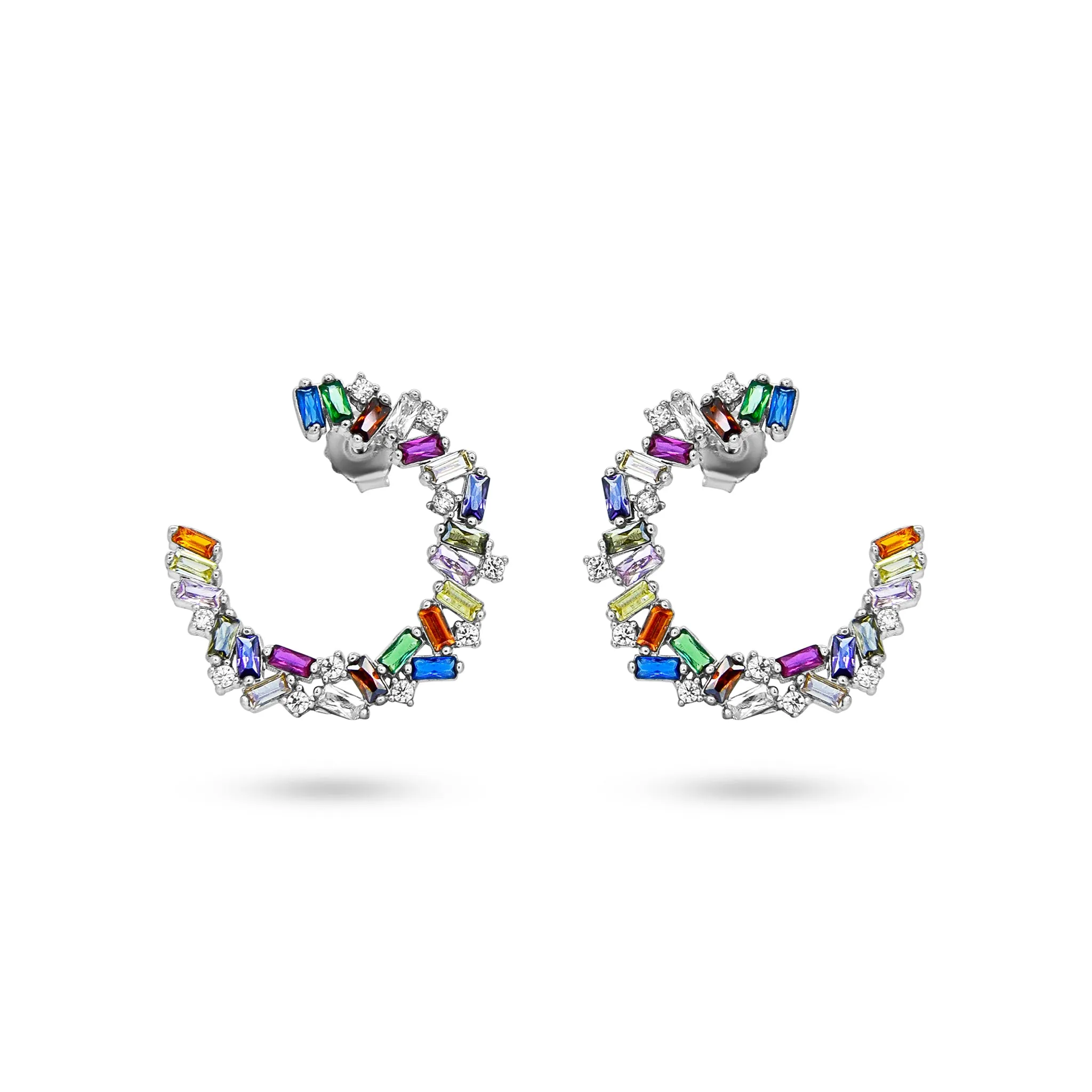 Dazzling Rainbow Hoop Earrings