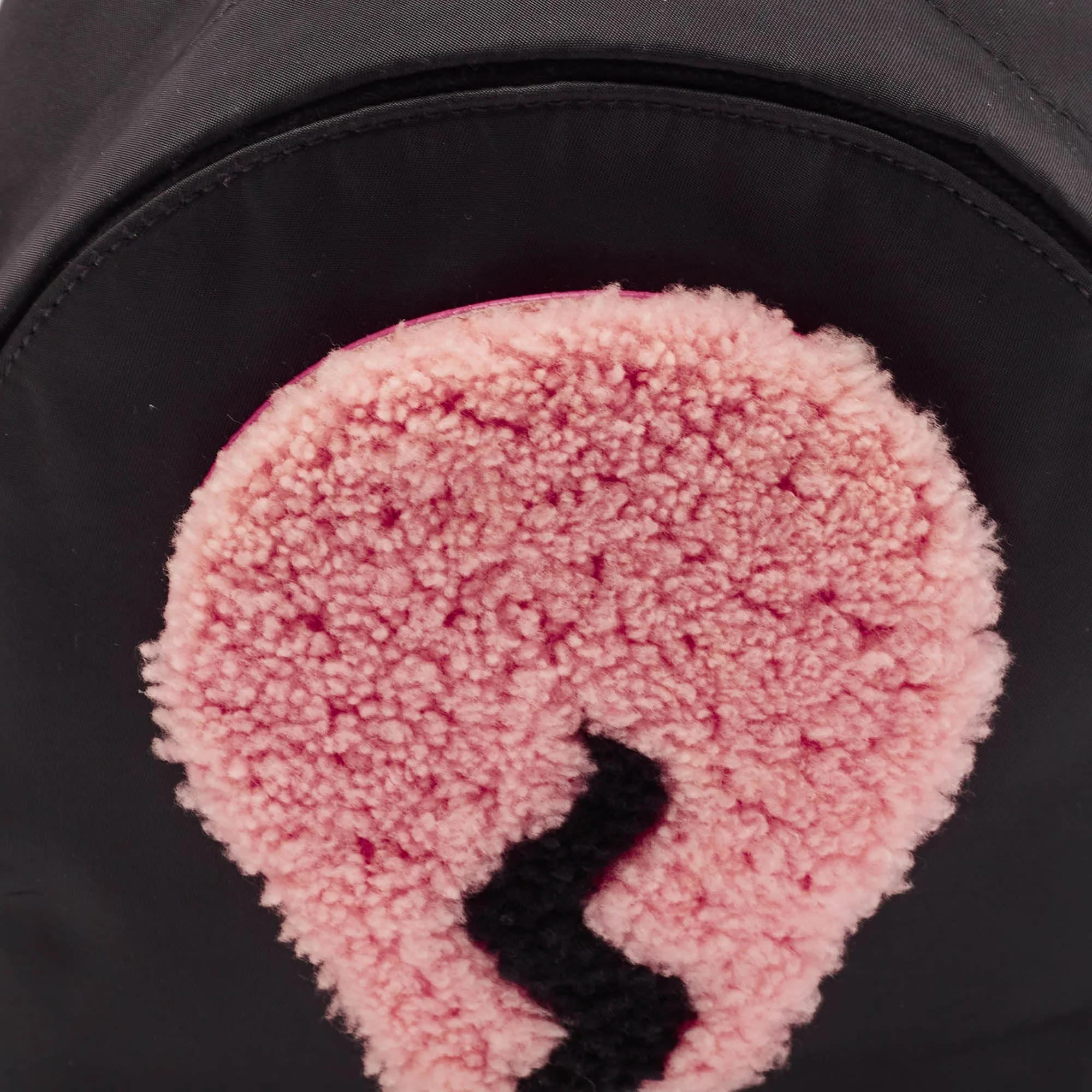 Fendi Black Nylon And Shearling Mini Dolce Lightbulb Backpack