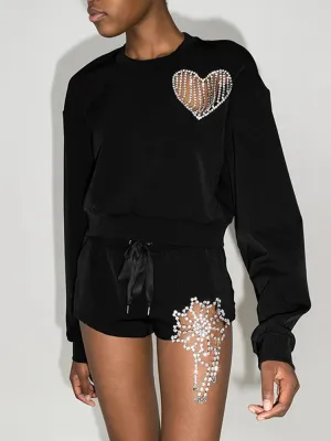 Hollow Out Plain Sweatshirt For Women Round Neck Loose Long Sleeve Patchwork Chain Heart Pullovers Female Fashion