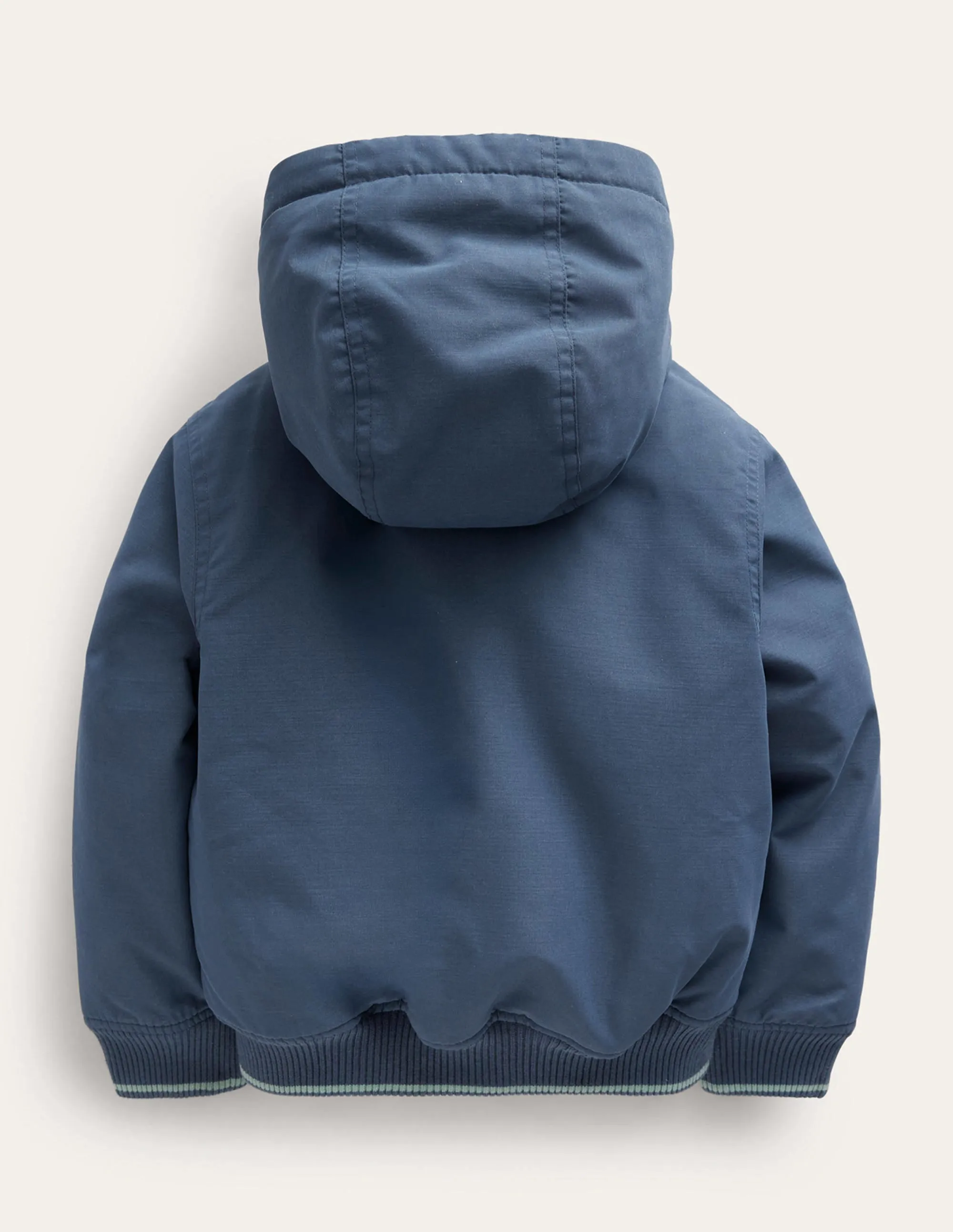 Hooded Lined Bomber Jacket-Robot Blue