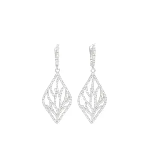 Leaf-Inspired Sterling Silver Drop Earrings