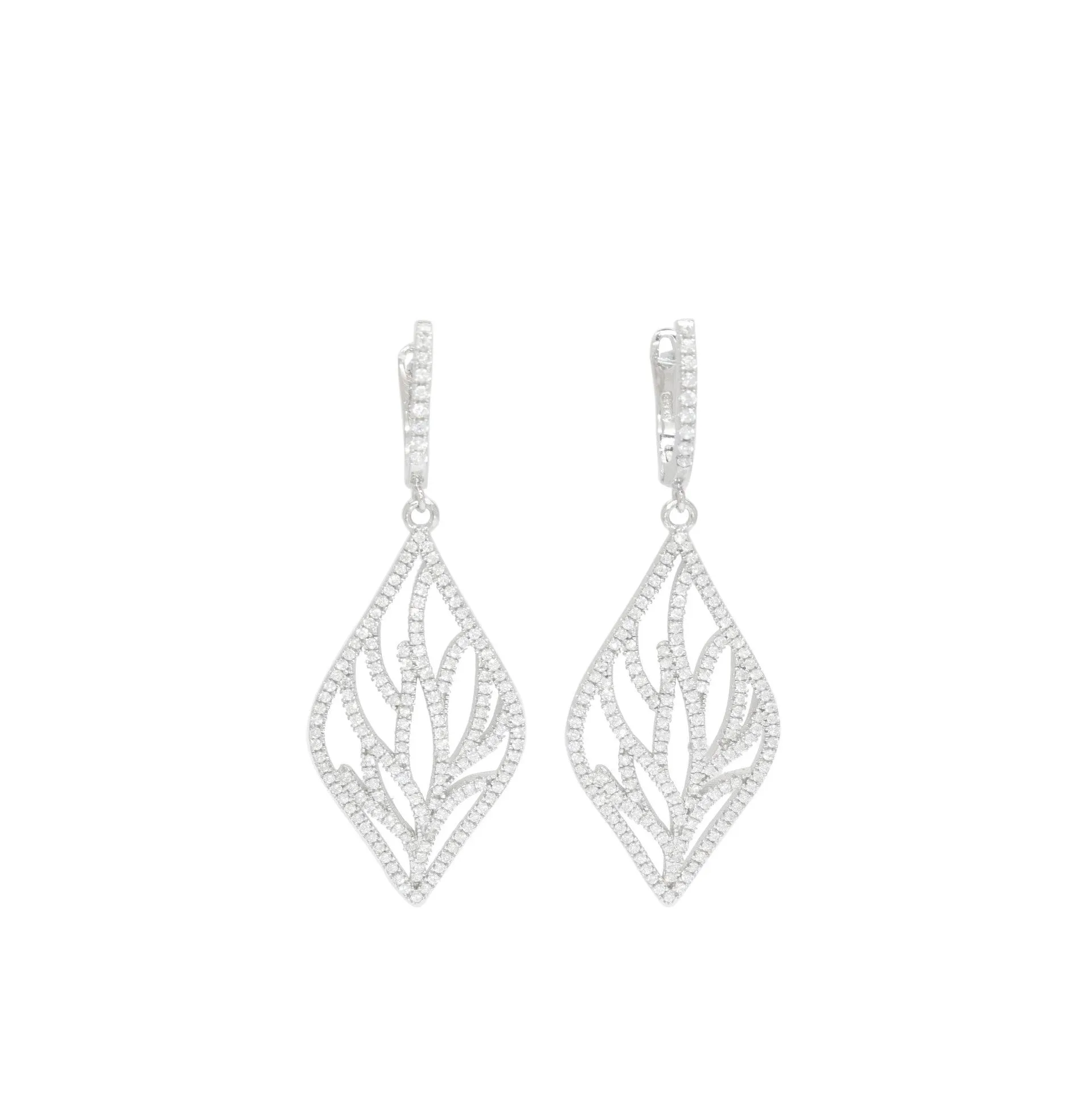 Leaf-Inspired Sterling Silver Drop Earrings