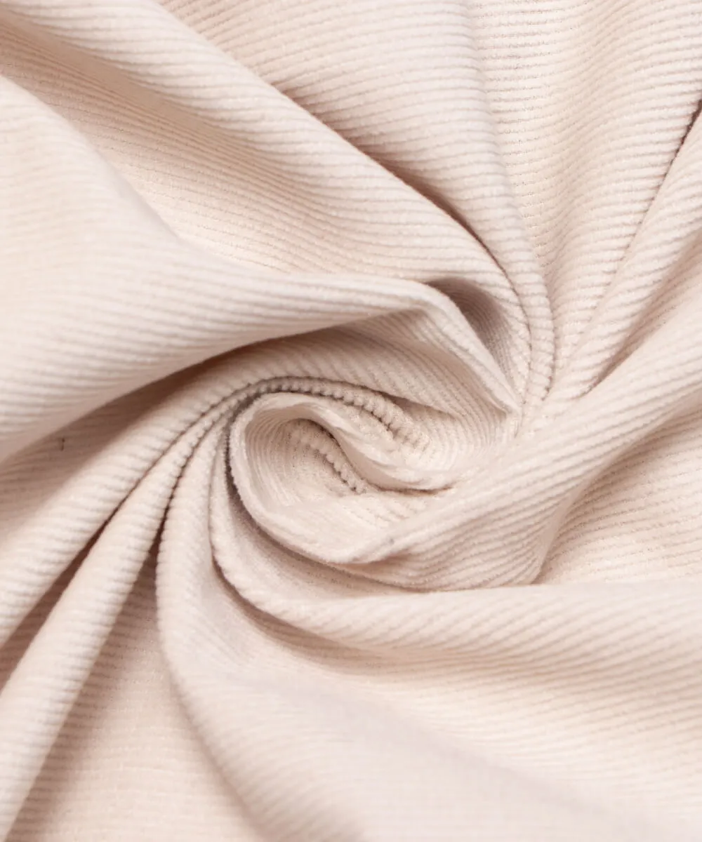 Off White Colour Plain Corduroy Fabric