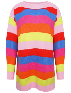 OVERSIZED STRIPED KNIT JUMPER - MULTICOLOURED