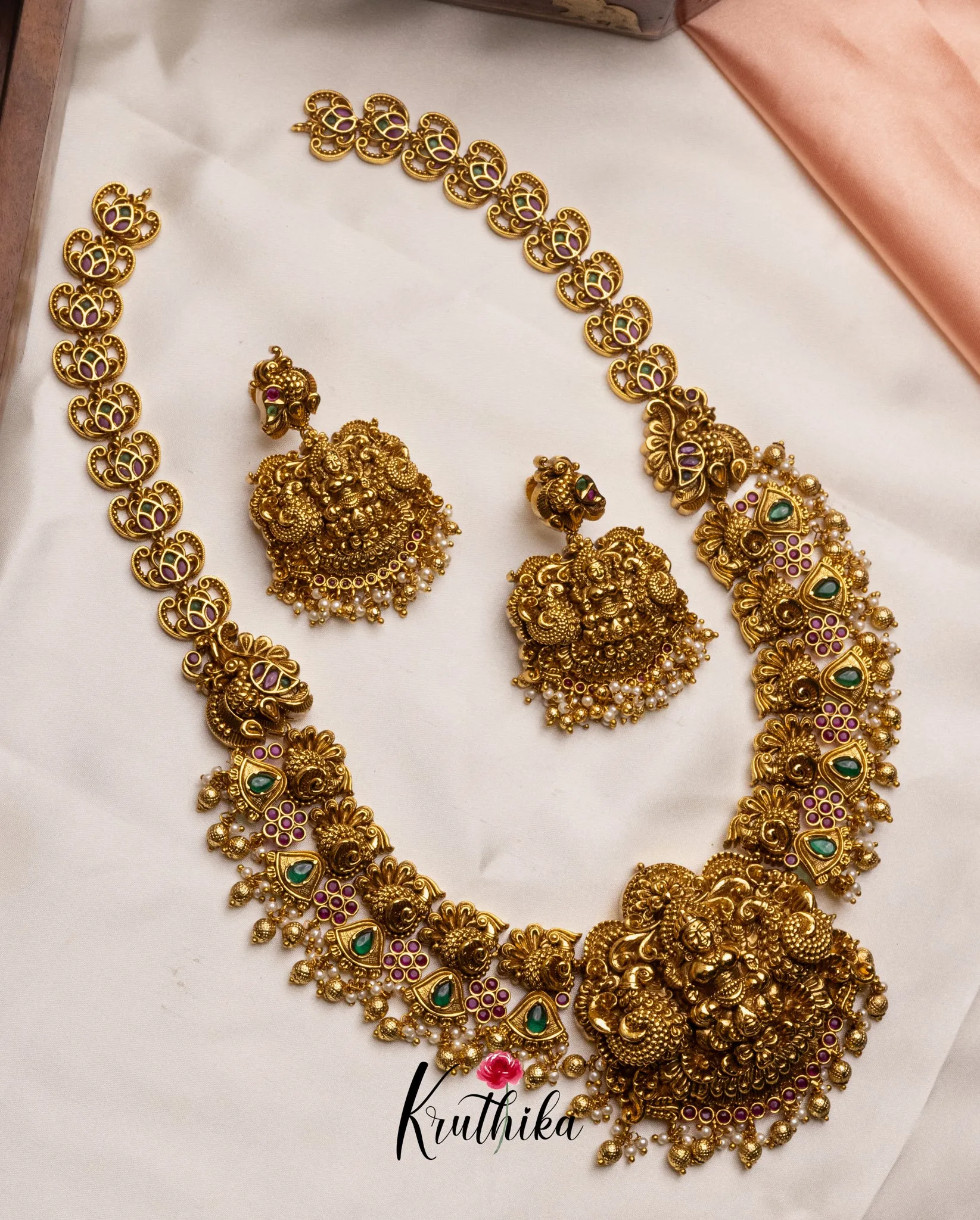 Premium Kemp Lakshmi Peacock Haaram LH493