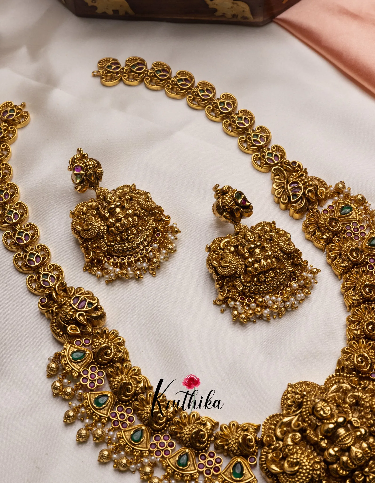 Premium Kemp Lakshmi Peacock Haaram LH493
