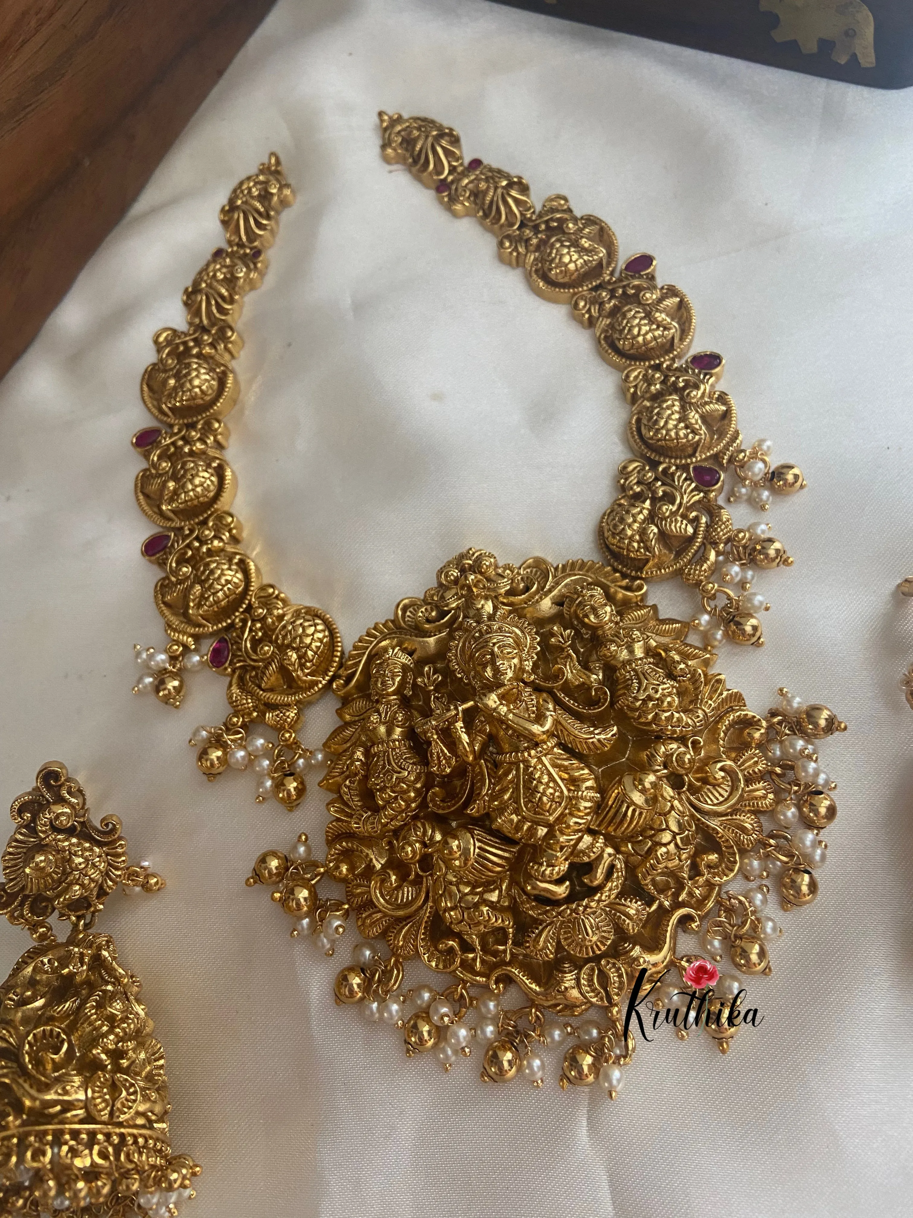 Premium polish krishna peacock necklace NC741