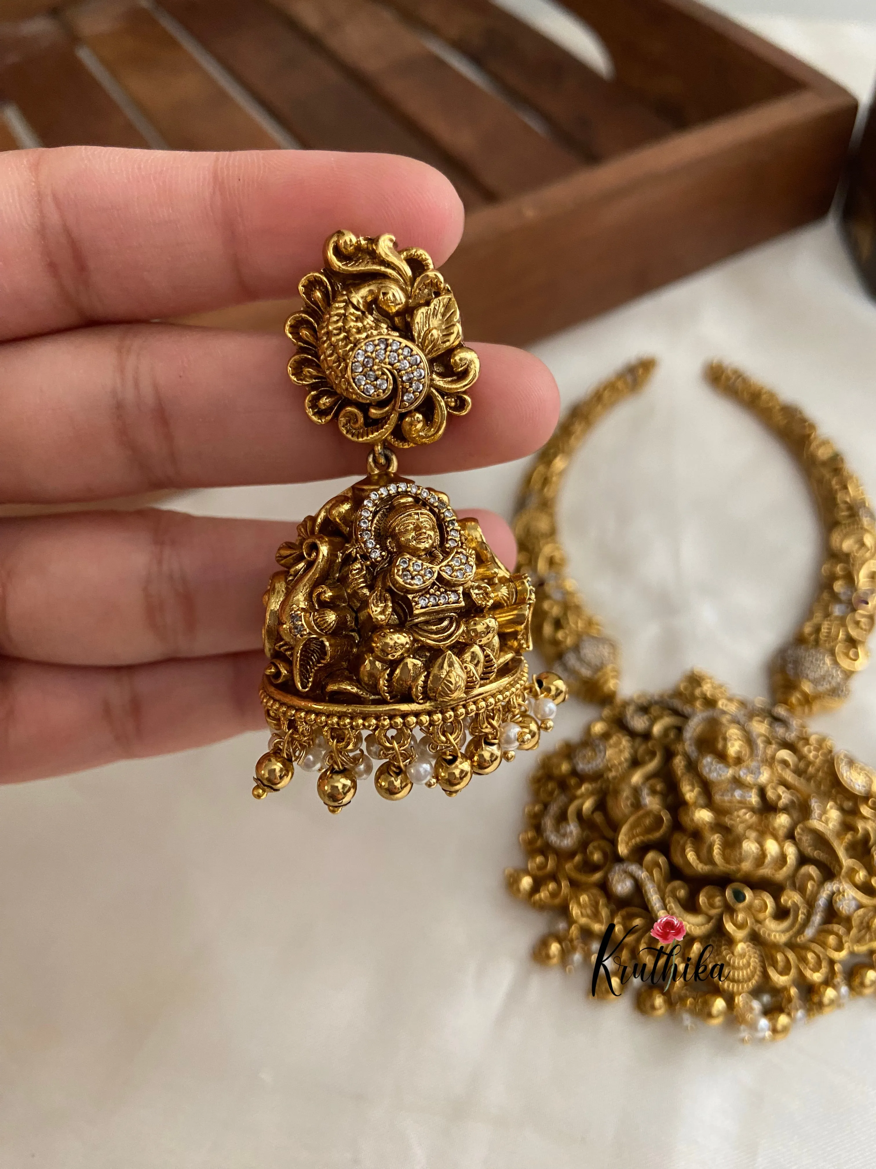 Premium polish Lakshmi devi pipe necklace NC753