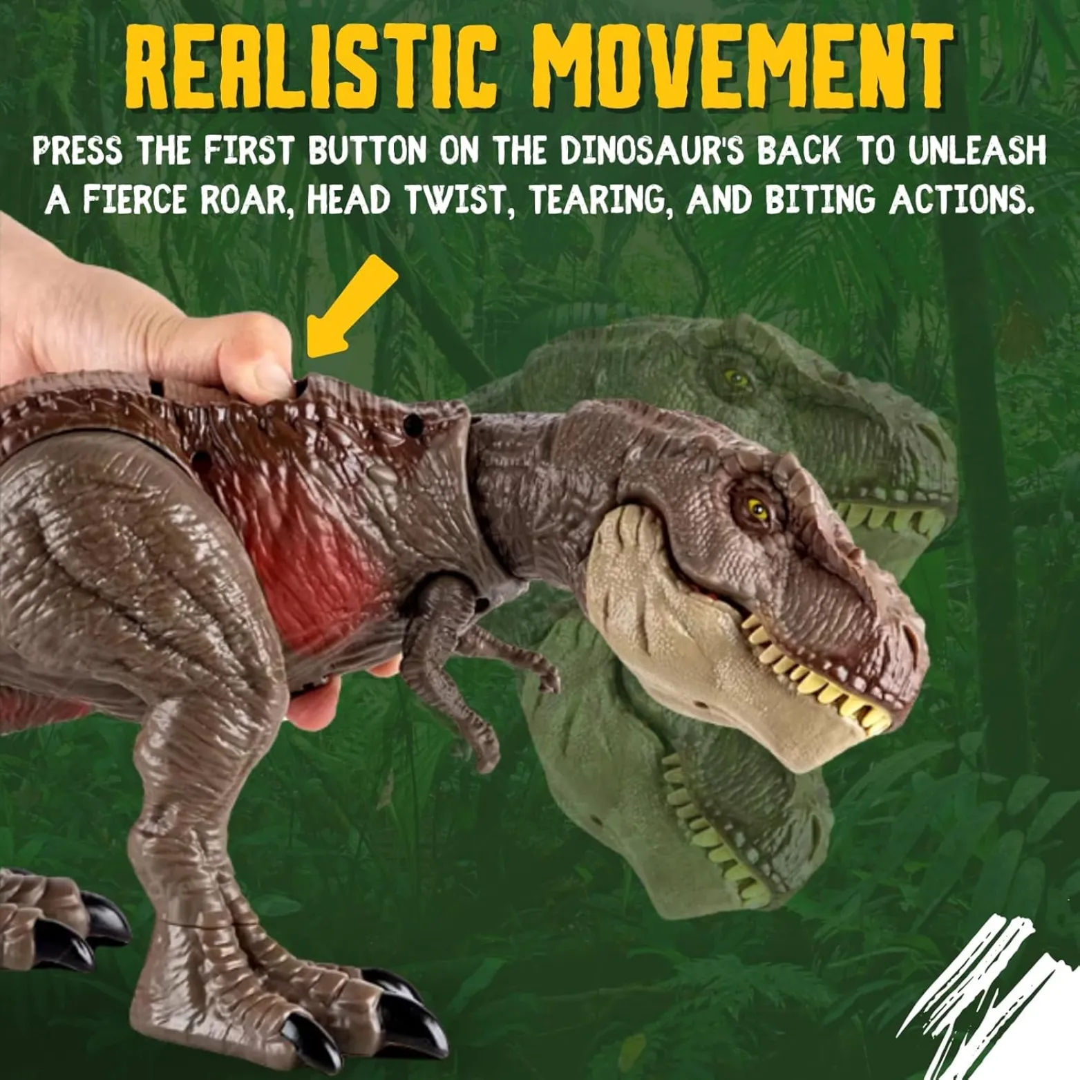 Rampaging Tyrannosaurus Rex Dinosaur Attack Action Figure - 21” with Lights, Chomp & Roar Play Toy for Kids