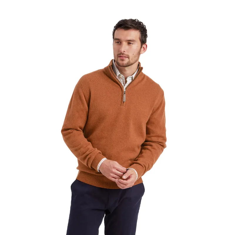 Schoffel Lewis Lambswool 1/4 Zip Mens Jumper - Brick