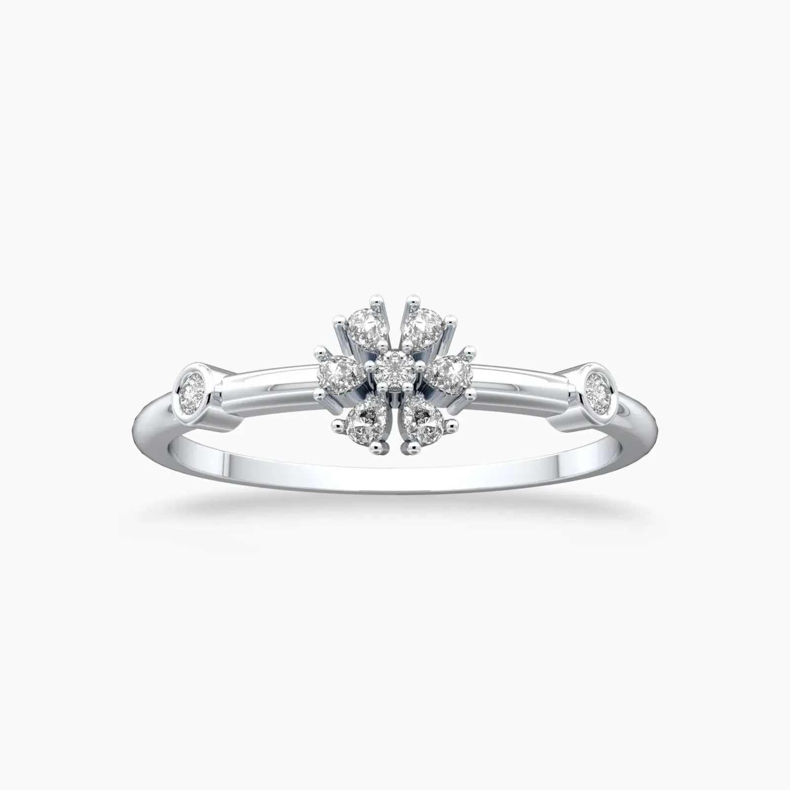 Sparkling dainty flower diamond ring