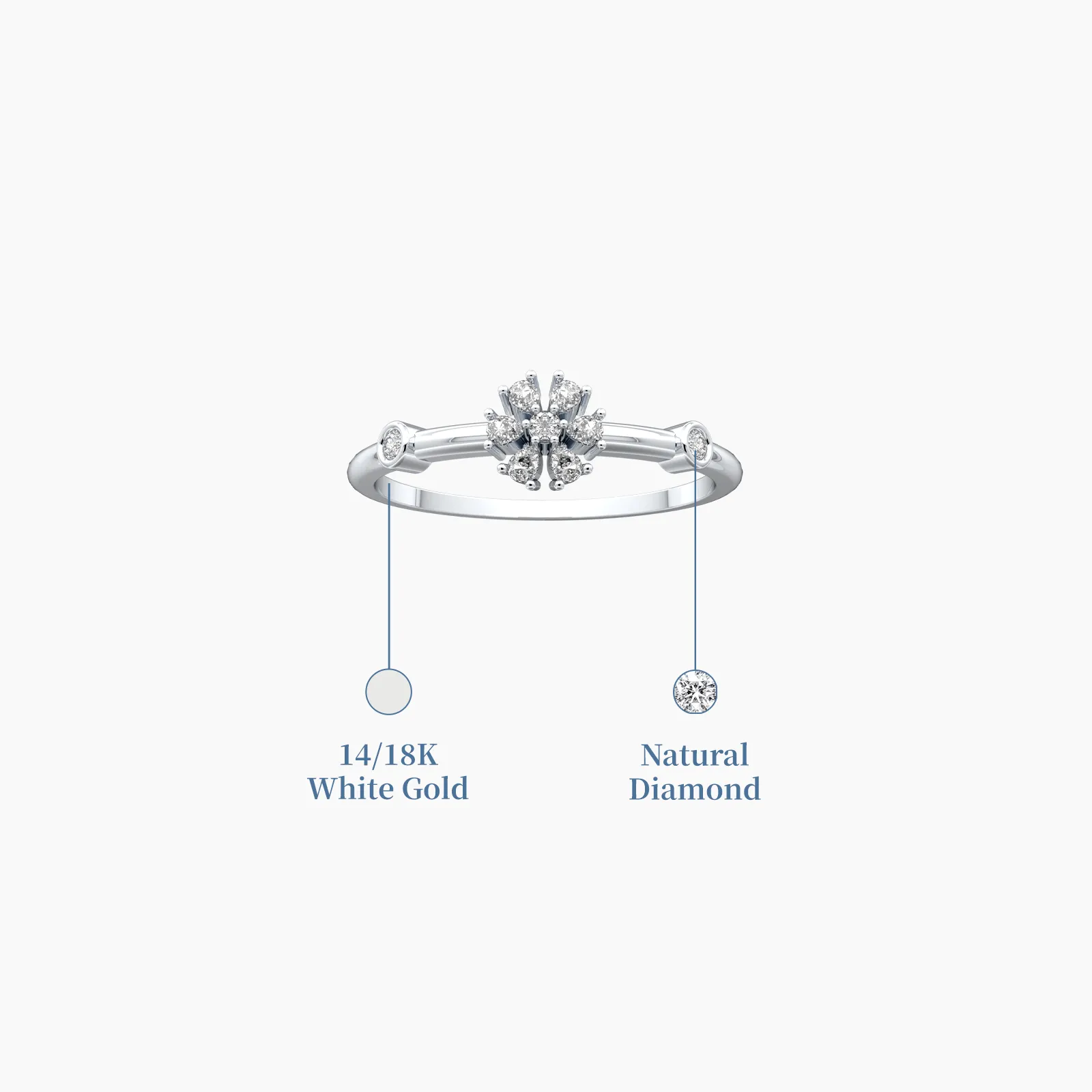 Sparkling dainty flower diamond ring