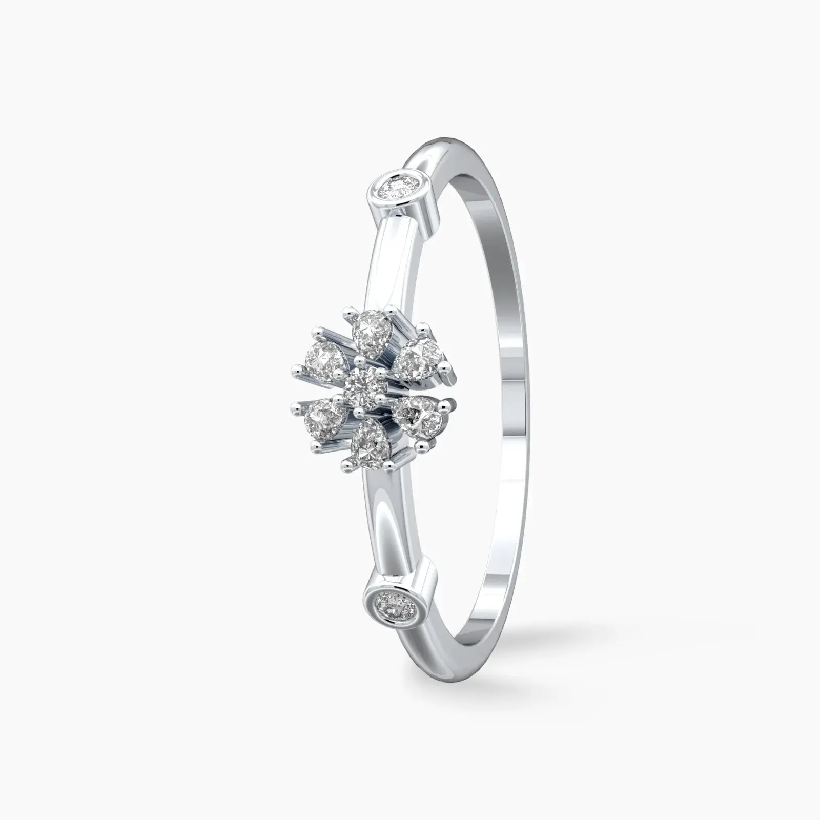 Sparkling dainty flower diamond ring