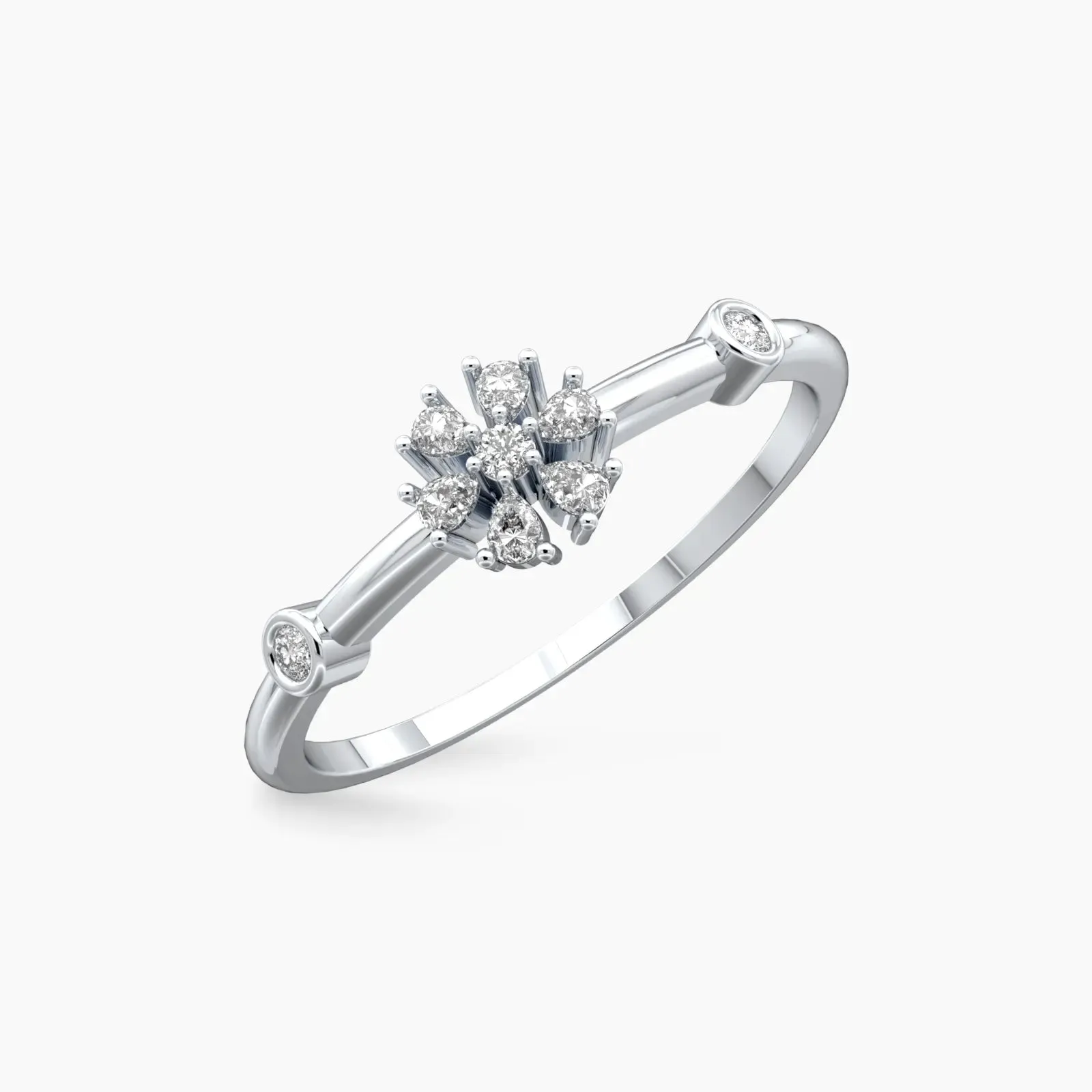 Sparkling dainty flower diamond ring