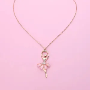 Sparkling Girls Pink Ballet Necklace