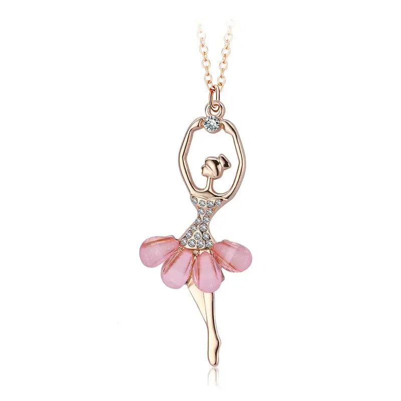 Sparkling Girls Pink Ballet Necklace