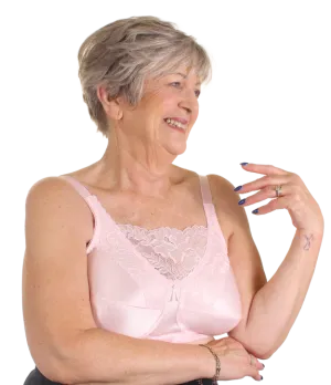 TruLife #4019 Jessica Cami-style Lace-accent Mastectomy I Powder Pink