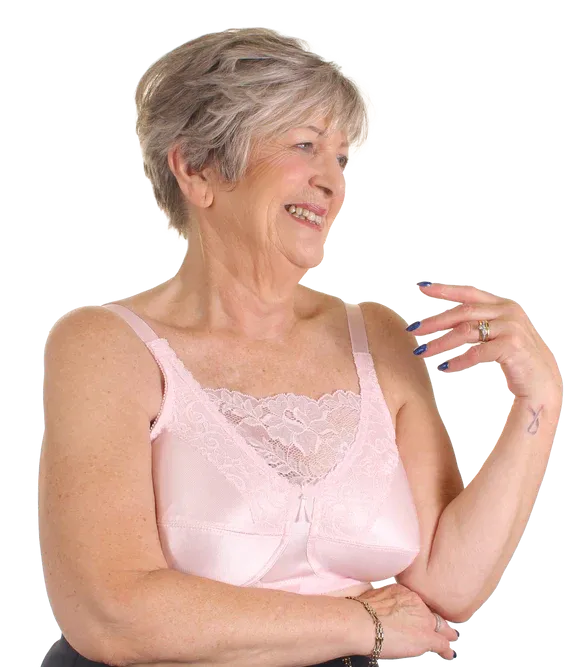 TruLife #4019 Jessica Cami-style Lace-accent Mastectomy I Powder Pink