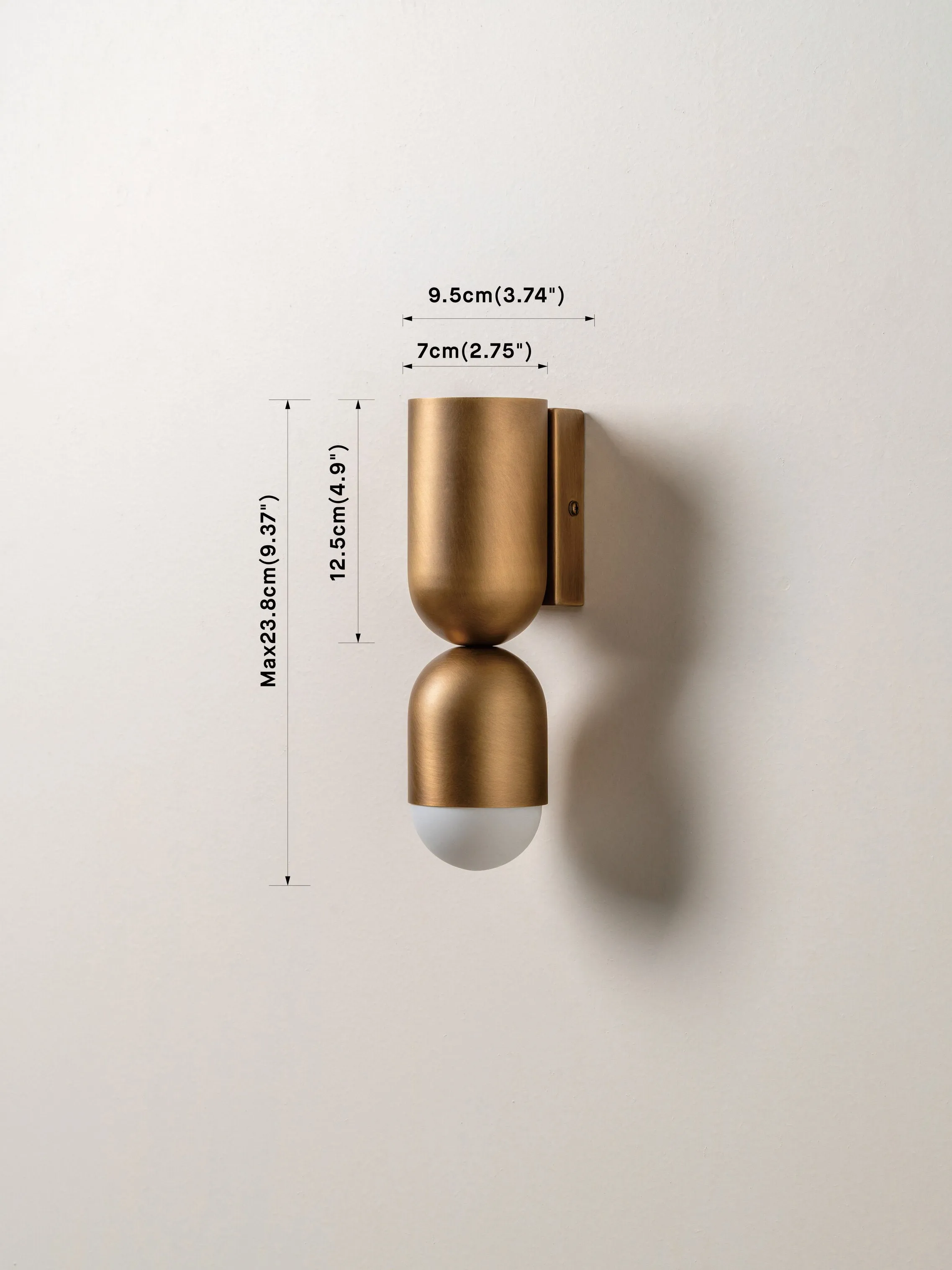 Tuba - 2 light aged brass and opal wall light